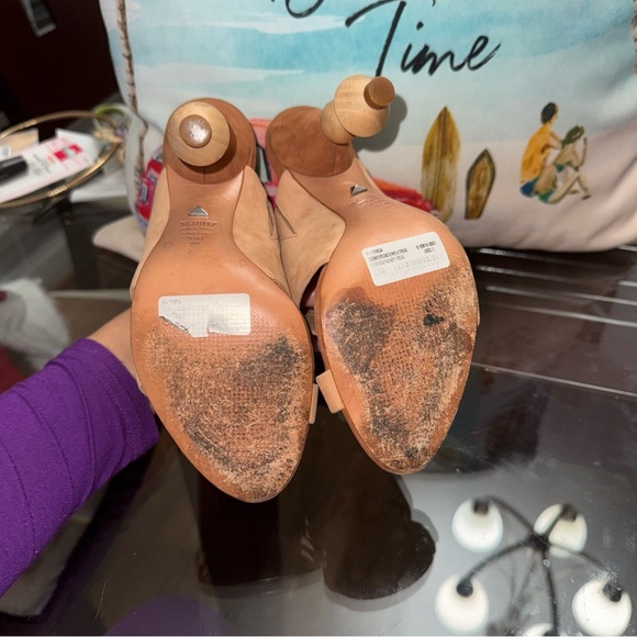 Schutz Tosca Geometric-Heel Slide Sandals In Honey Size 5.5 - Picture 10 of 12